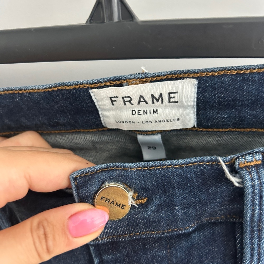 Frame Le High Skinny Crop Jeans in Dark Indigo - Picture 3 of 5